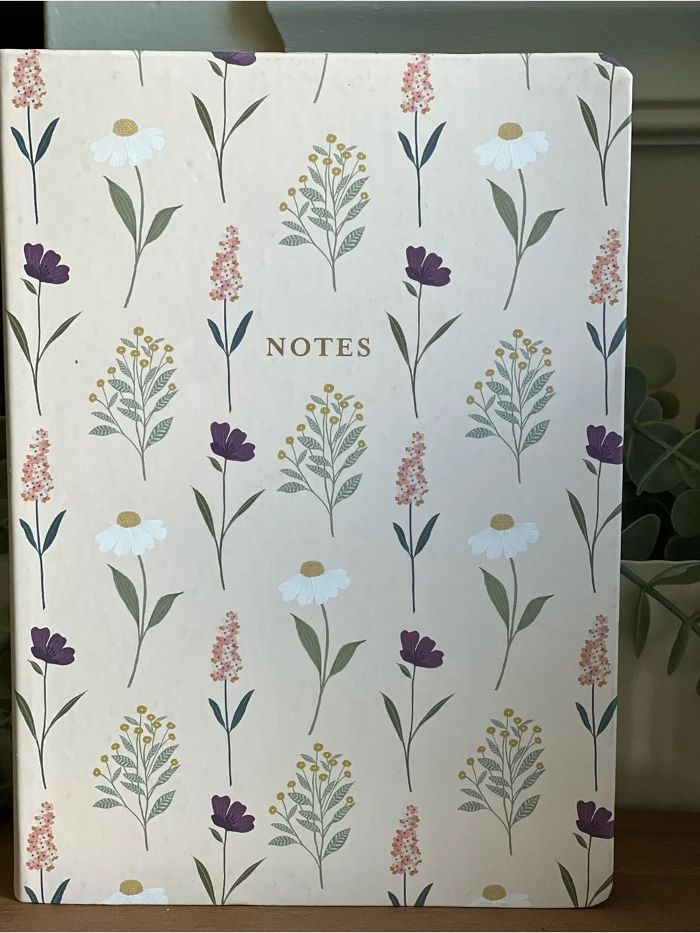 Floral Notes Hardcover Notebook - Cream with Purple & Green 🦩